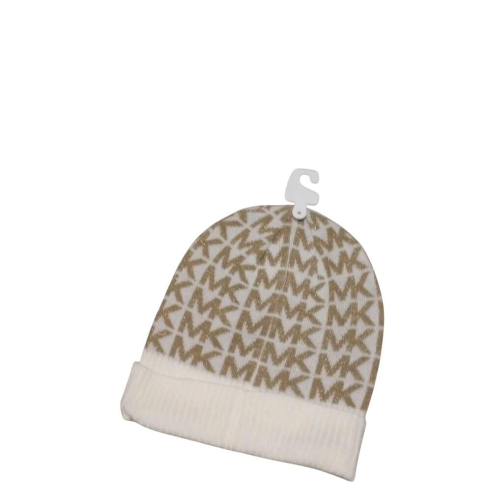 MICHAEL KORS Monogram Beanie Hat and Gloves in Cream and Tan, New with Tag - Picture 5 of 8